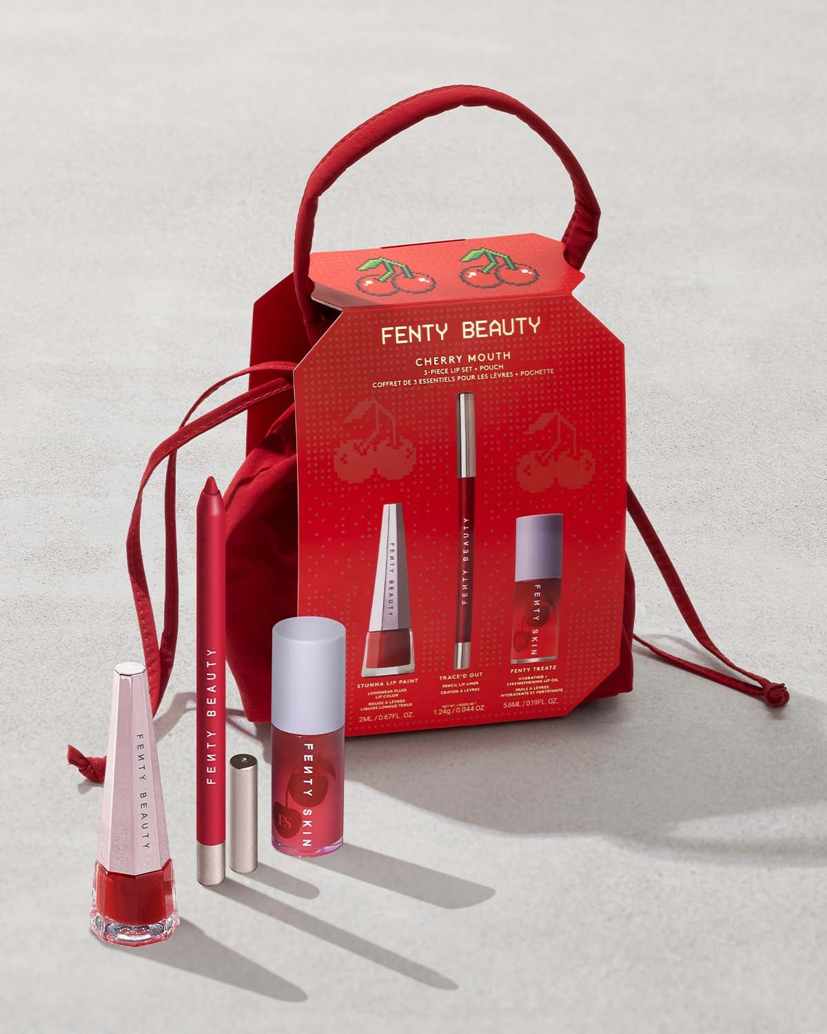 Cherry Mouth 3-Piece Lip Set + Pouch