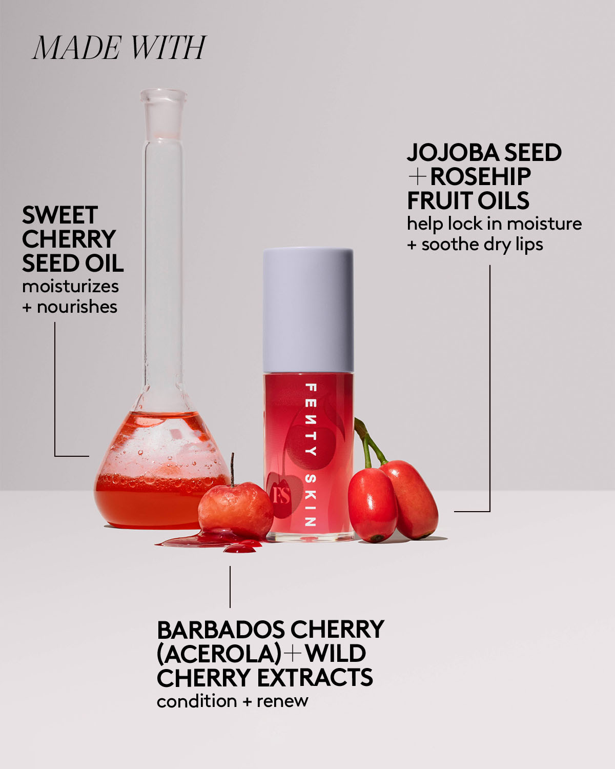 Fenty Treatz Hydrating + Strengthening Lip Oil — Barbados Cherry - Image 5
